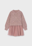 Vestido tricot combinado lazos cuarzo