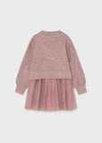 Vestido tricot combinado lazos cuarzo