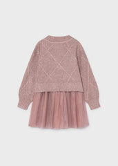 Vestido tricot combinado lazos cuarzo