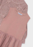 Vestido tricot combinado lazos cuarzo