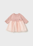 Vestido tricot y tul rosa baby
