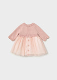 Vestido tricot y tul rosa baby