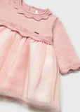 Vestido tricot y tul rosa baby