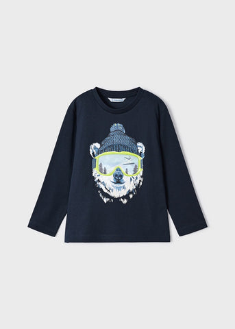 Camiseta  lenticular oso ski azul