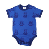 Blue Pirate Ship Short Sleeve Romper/bodysuit