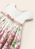 Vestido crudo c/ flores rosas